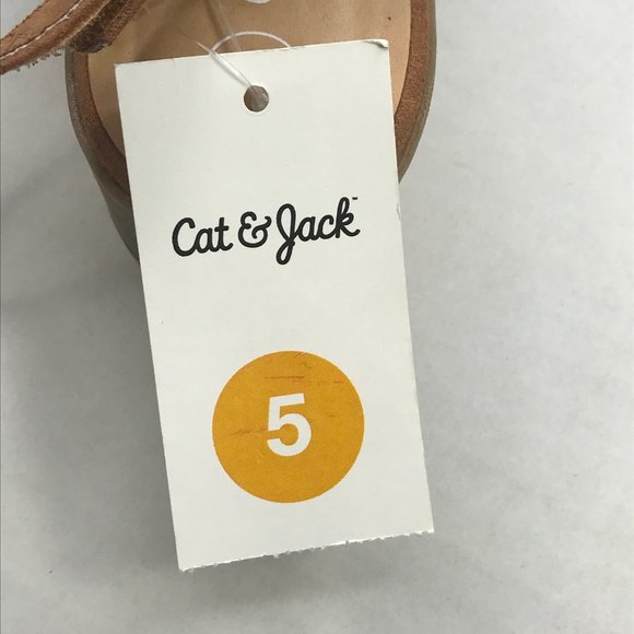 Cat And Jack Girl's Size 5 Open Toe Strap Shoes Brown New With Tags - Picture 5 of 12